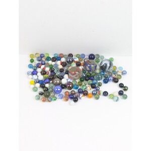 Vintage Mixed Glass Marbles Lot 1kg (2.2lb) Assorted Colors, Shooters & Swirls